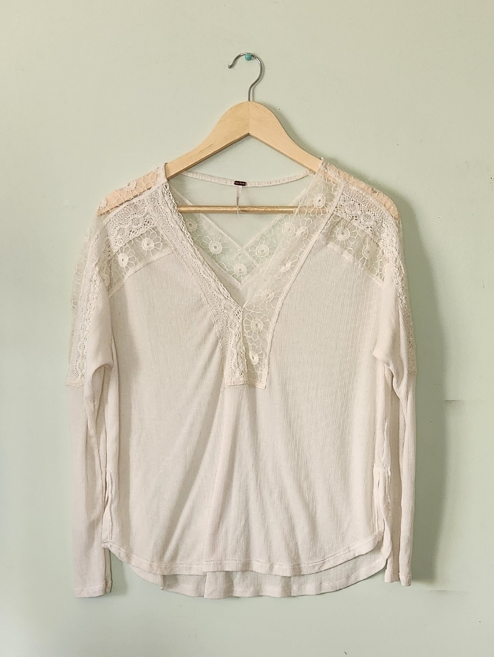 Free People Lace-Trim White Women’s Top Sz XS - Picture 3 of 6